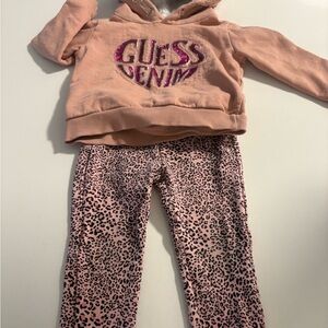 Guess Pink Hoodie and Pink Leopard Print Leggings Set